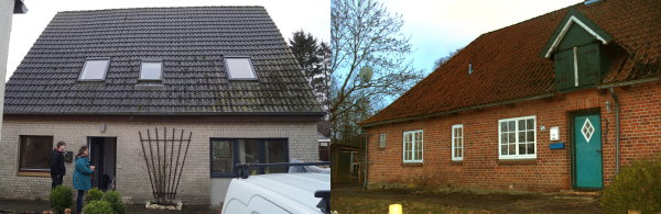 Links: Haus in Hansühn, rechts: Werkstatt in Testorf Links: Haus in Hansühn, rechts: Werkstatt in Testorf